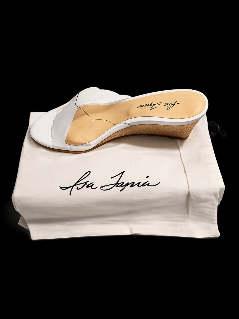 Isa Tapia Alonnis Jute Scallop Espadrille Wedge Sandals White EUC MSRP $425
